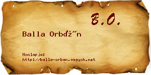 Balla Orbán névjegykártya