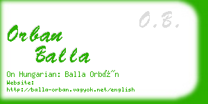 orban balla business card